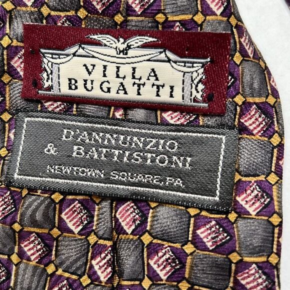 Villa Bugatti Italian Silk Tie EUC in gray and purple - Picture 5 of 7